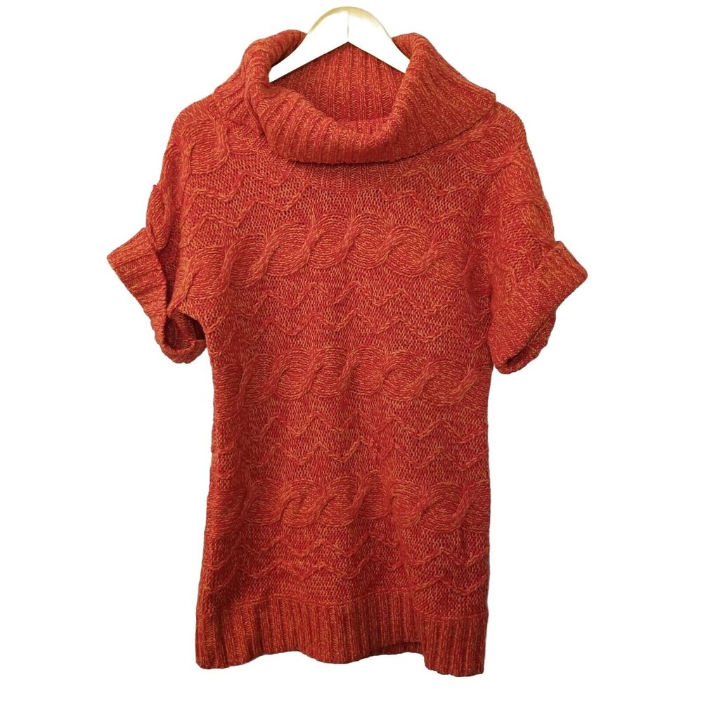 Vintage Rue 21 Sweater Women's Large Orange Y2k Chunky Cable Knit Fall Winter